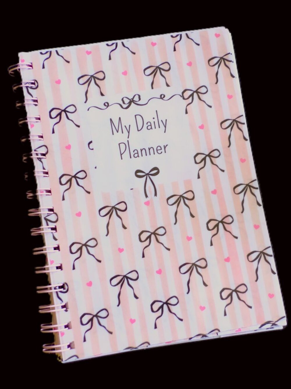 Handmade Beautiful Daily Planner Bound Notebook, book, notes, gift, bows